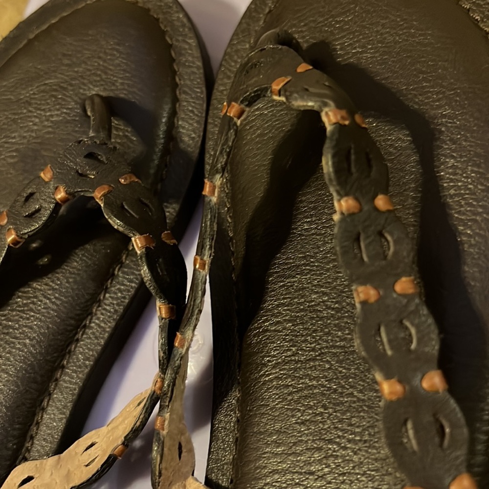 Fat Face dark brown leather flip flops Size 8 - Picture 7 of 9